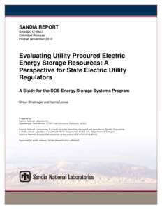 SANDIA REPORT SAND2012-9422 Unlimited Release