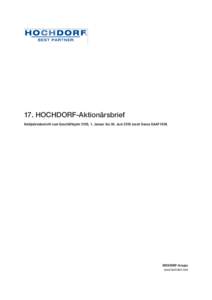 17. HOCHDORF-Aktionärsbrief Halbjahresbericht zum Geschäftsjahr 2015, 1. Januar bis 30. Juninach Swiss GAAP FER) HOCHDORF-Gruppe www.hochdorf.com