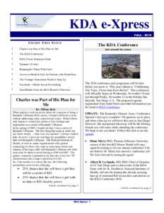 KDA e-Xpress FALL[removed]INSIDE THIS ISSUE  The KDA Conference
