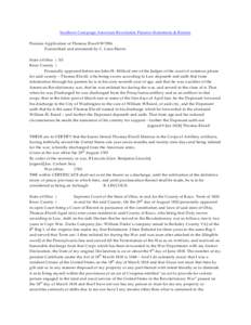 Southern Campaign American Revolution Pension Statements & Rosters Pension Application of Thomas Elwell W 7096 Transcribed and annotated by C. Leon Harris State of Ohio } SS Knox County } Personally appeared before me Jo