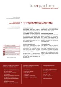 Strategie & Vertriebsmanagement Coaching & Vertriebstraining Turnaround & Interim Management