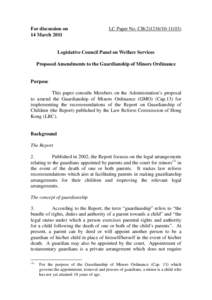 For discussion on 14 March 2011 LC Paper No. CB[removed])  Legislative Council Panel on Welfare Services