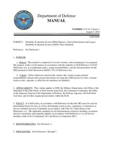 DoD Manual[removed], Volume 1, August 5, 2014