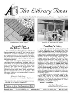 The Library Times Avon, Connecticut Newsletter of the Friends of the Library & the Board of Trustees  September 2012