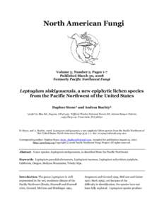 North American Fungi  Volume 3, Number 2, Pages 1-7 Published March 30, 2008 Formerly Pacific Northwest Fungi