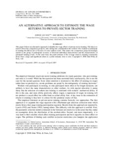 JOURNAL OF APPLIED ECONOMETRICS J. Appl. Econ. 23: 423– Published online in Wiley InterScience (www.interscience.wiley.com) DOI: jaeAN ALTERNATIVE APPROACH TO ESTIMATE THE WAGE