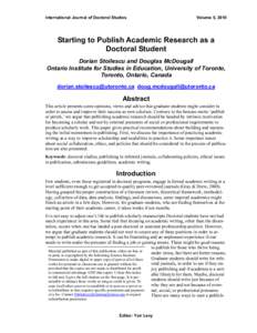 Starting to Publish Academic Research as a Doctoral Student