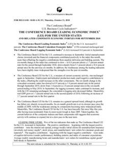 FOR RELEASE: 10:00 A.M. ET, Thursday, October 21, 2010  The Conference Board® U.S. Business Cycle IndicatorsSM  THE CONFERENCE BOARD LEADING ECONOMIC INDEX®