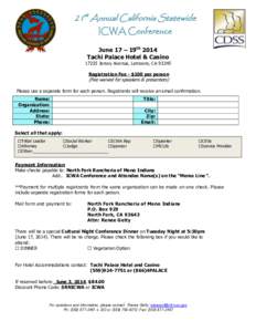 21st Annual California Statewide ICWA Conference June 17 – 19th 2014 Tachi Palace Hotel & Casino[removed]Jersey Avenue, Lemoore, CA 93245