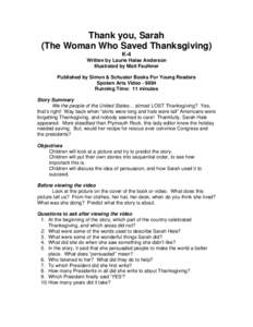 Thank you, Sarah (The Woman Who Saved Thanksgiving)