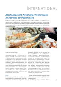 International Abschlussbericht: Nachhaltige Fischprodukte im Interesse der Öffentlichkeit Die Bedenken in Bezug auf die Nachhaltigkeit von Fisch und Meeresfrüchten und die Sicherheit des Konsums dieser Produkte machen 