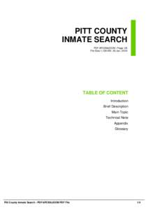 PITT COUNTY INMATE SEARCH PDF-6PCIS6JOOM | Page: 28 File Size 1,136 KB | 25 Jan, 2016  TABLE OF CONTENT