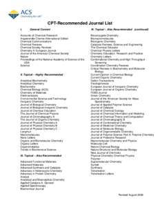 CPT-Recommended Journal List I. General Content  Accounts of Chemical Research
