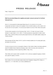 PRESS  RELEASE Friday, 2 August 2013