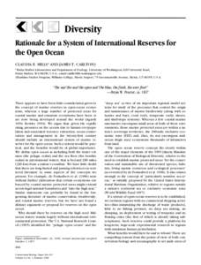 Rationale for a System of International Reserves for the Open Ocean CLAUDIA E. MILLS* AND JAMES T. CARLTON† *Friday Harbor Laboratories and Department of Zoology, University of Washington, 620 University Road, Friday H