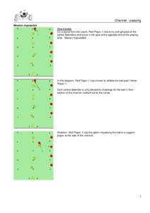 Channel - passing Mission impossible How it works On a signal from the coach, Red Player 1 has to try and get past all the yellow defenders and score in the goal at the opposite end of the playing area - Mission Impossib