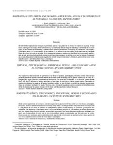 Acta Colombiana de Psicología 12 (2): 27-36, 2009  MALTRATO DE TIPO FÍSICO, PSICOLÓGICO, EMOCIONAL, SEXUAL Y ECONÓMICO EN