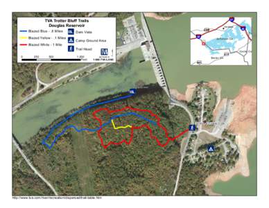 !  TVA Trotter Bluff Trails Douglas Reservoir  Blazed Blue - .8 Miles