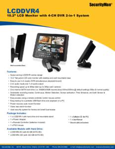 SecurityMan®  LCDDVR4 10.2” LCD Monitor with 4-CH DVR 2-in-1 System