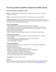 Microsoft Word - Part Time Program Coordinator SPL