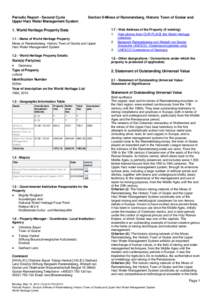 Periodic Report - Second Cycle Upper Harz Water Management System Section II-Mines of Rammelsberg, Historic Town of Goslar and  1. World Heritage Property Data