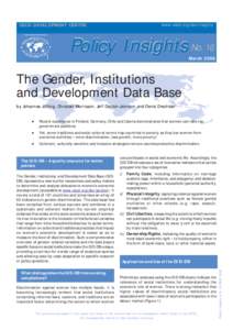 www.oecd.org/dev/insights  OECD DEVELOPMENT CENTRE Policy Insights No. 16 March 2006