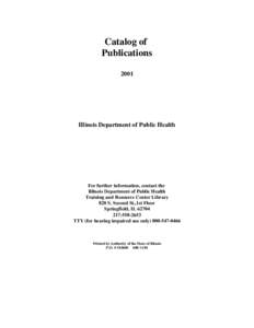 Catalog of Publications 2001 Illinois Department of Public Health