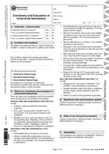 Craniotomy and Evacuation of Intracranial Haematoma Procedural Consent and Patient Information Sheet