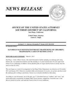 NEWS RELEASE  OFFICE OF THE UNITED STATES ATTORNEY