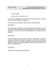 Local Law Filing  New York State Department of State 162 Washington Avenue, Albany, NY[removed]County of Tioga