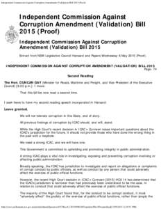 Independent Commission Against Corruption Amendment (Validation) BillProof)