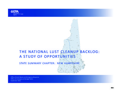 TH E NATIONAL LUST CL EANUP BAC KLOG: A STUDY OF OPPORTUNI TI ES STAT E S UM M ARY C H APTE R : NE W H AM P S H IRE Office of Solid Waste and Emergency Response Office of Underground Storage Tanks