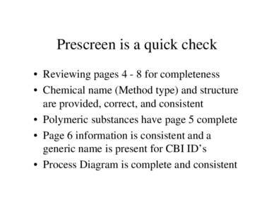 New Chemicals Program prescreening process