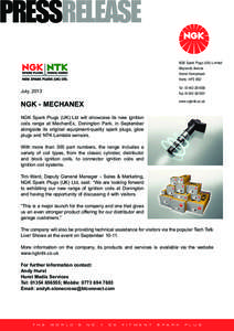 PRESSRELEASE NGK Spark Plugs (UK) Limited Maylands Avenue Hemel Hempstead Herts HP2 4SD