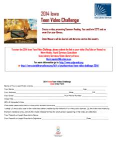 2013 (Your State) Teen Video Challenge