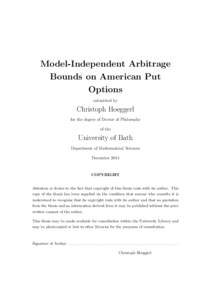 Model-Independent Arbitrage Bounds on American Put Options submitted by  Christoph Hoeggerl