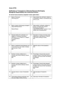 Annex DTR3 Notification of Transactions of Directors/Persons Discharging Managerial Responsibility and Connected Persons All relevant boxes should be completed in block capital letters. 1.