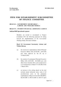 For discussion on 11 June 2014 EC[removed]ITEM FOR ESTABLISHMENT SUBCOMMITTEE