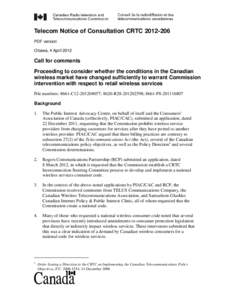 Telecom Notice of Consultation CRTC[removed]