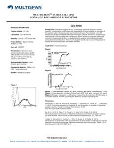 MULTISCREENTM STABLE CELL LINE GUINEA PIG RECOMBINANT B2 RECEPTOR Data Sheet PRODUCT INFORMATION Catalog Number: Cc1199