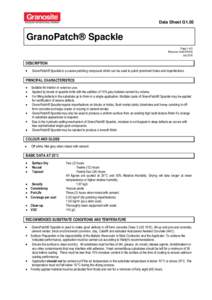 Data Sheet G1.05  GranoPatch® Spackle Page 1 of 2 Resource CodeJuly 2012