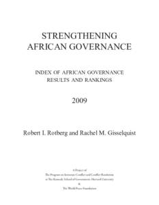 STRENGTHENING AFRICAN GOVERNANCE index of african governance results and rankings  2009