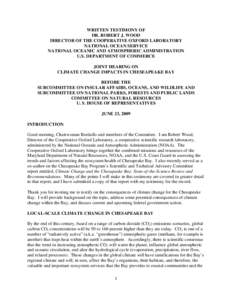 WRITTEN TESTIMONY OF DR. ROBERT J. WOOD DIRECTOR OF THE COOPERATIVE OXFORD LABORATORY NATIONAL OCEAN SERVICE NATIONAL OCEANIC AND ATMOSPHERIC ADMINISTRATION U.S. DEPARTMENT OF COMMERCE