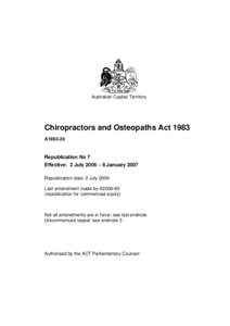 Australian Capital Territory  Chiropractors and Osteopaths Act 1983 A1983-28  Republication No 7