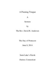 A Flaming Tongue A Sermon by The Rev. David R. Anderson