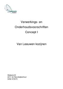Verwerkings- en Onderhoudsvoorschriften Concept I Van Leeuwen kozijnen