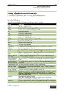 1/33  Civil Works Construction Sydney Port Botany Terminal 3 Project Emergency Response and Incident Management Plan