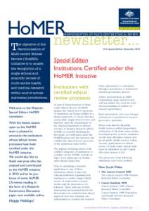 HoMER  newsletter… Harmonisation of Multi-Centre Ethical Review  T