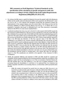 BSG comments on Draft Regulatory Technical Standards on the specification of the calculation of specific and general credit risk adjustments according to Article[removed]of the draft Capital Requirements Regulation (CRR) 