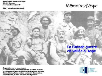 Association Mémoire d’AspeAccous  Site : memoiredaspe.free.fr  Mémoire d’Aspe